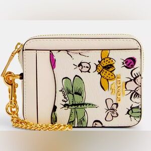 Coach Zip Card Case With Creature Print